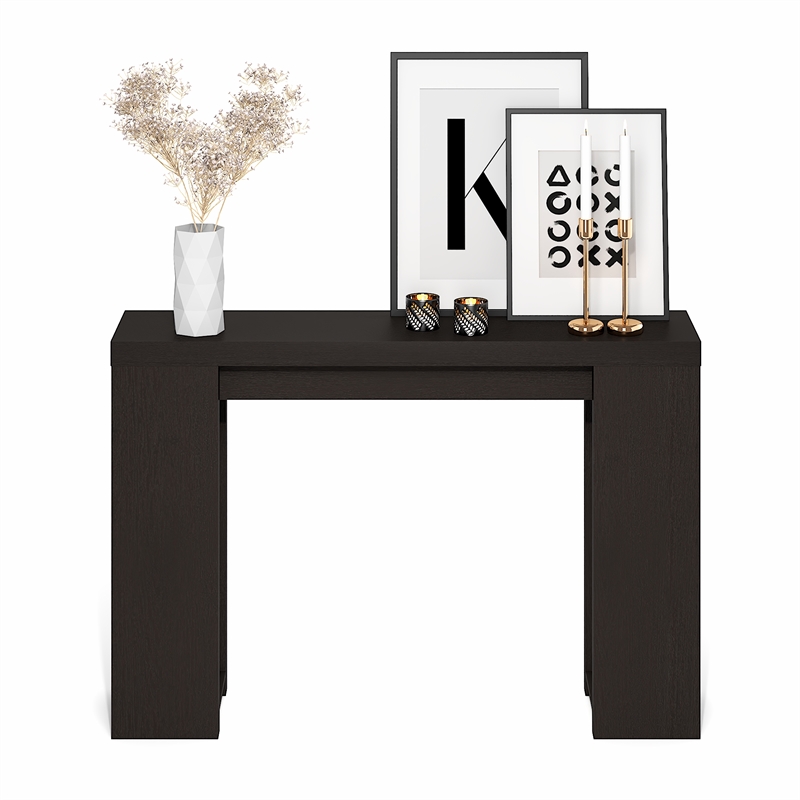 Furinno ARA 47-Inch Narrow Console Table with Bottom Shelf  Black Dark Oak