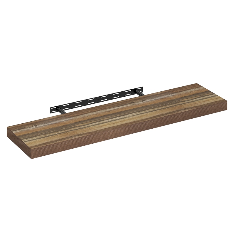 Furinno TANNA 12x47 2-inch Thick Shelf Floating Shelf Retro Brown