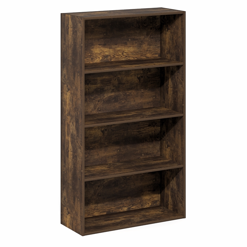 Furinno JAYA 4-Tier Open Shelving Book Shelf 9.5 x 23.6 x 41.9 Amber Pine