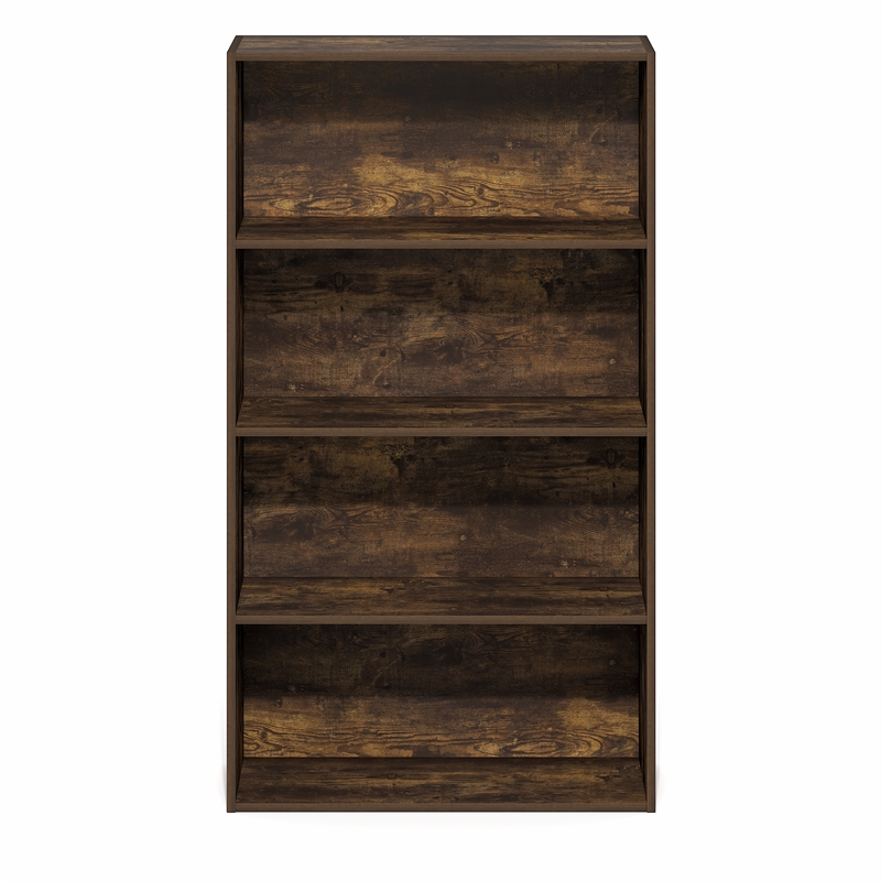 Furinno JAYA 4-Tier Open Shelving Book Shelf 9.5 x 23.6 x 41.9 Amber Pine