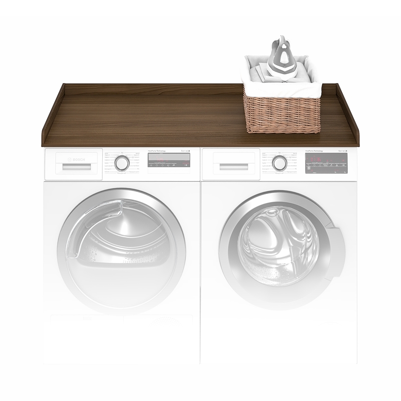 Furinno RAVEL 27.5 D x 54 W Washer Dryer Countertop Edge Rails Modern Walnut