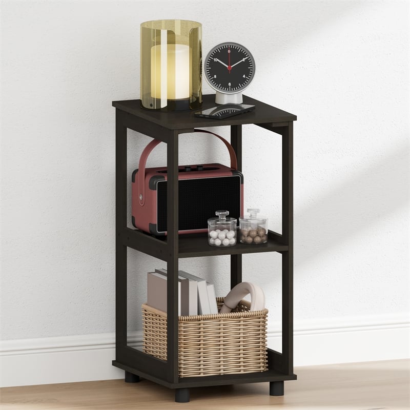 Furinno ROMAIN 2-Tier Tall Open Shelf Nightstand Espresso