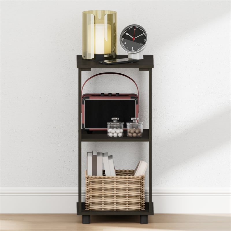 Furinno ROMAIN 2-Tier Tall Open Shelf Nightstand Espresso