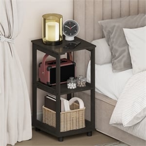 Furinno ROMAIN 2-Tier Tall Open Shelf Nightstand Espresso