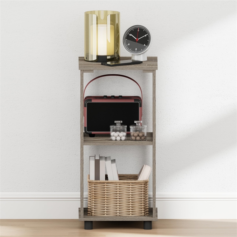 Furinno ROMAIN 2-Tier Tall Open Shelf Nightstand French Oak