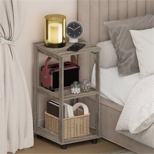 Furinno ROMAIN 2-Tier Tall Open Shelf Nightstand French Oak