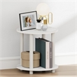 Furinno TURN-N-TUBE 2-Tier Small Round Toolless Nightstand Marble White