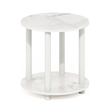 Furinno TURN-N-TUBE 2-Tier Small Round Toolless Nightstand Marble White