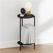 Furinno BESI 2-Tier Tall Metal Legs Round Open Shelf Nightstand Americano