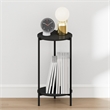 Furinno BESI 2-Tier Tall Metal Legs Round Open Shelf Nightstand Americano