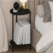 Furinno BESI 2-Tier Tall Metal Legs Round Open Shelf Nightstand Americano
