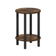 Furinno TURN-N-TUBE 2-Tier Round Tall Narrow Open Shelf Nightstand Amber Pine