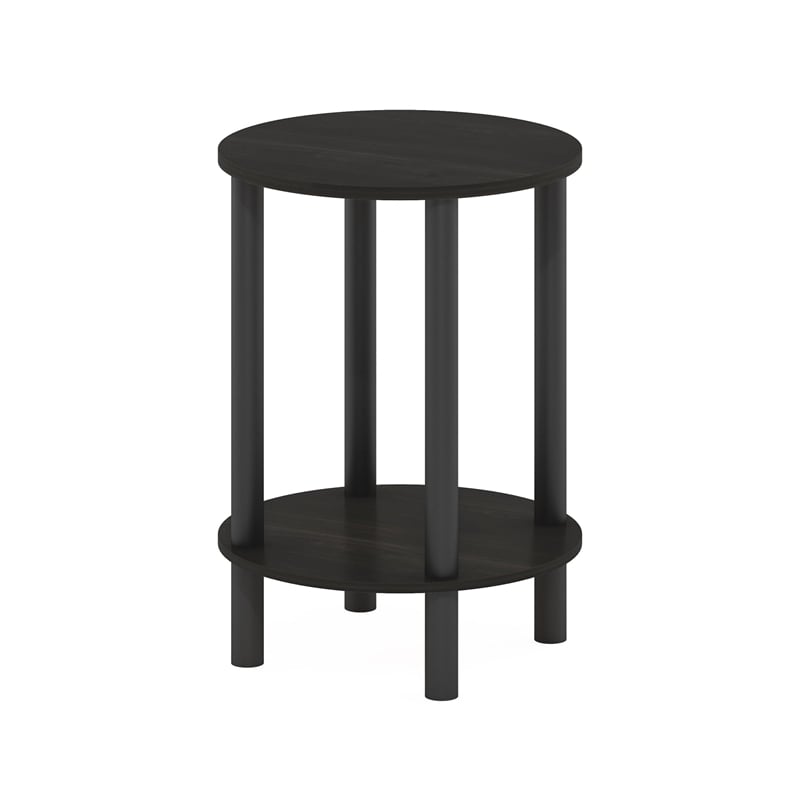 Furinno TURN-N-TUBE 2-Tier Round Tall Narrow Open Shelf Nightstand Espresso