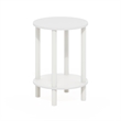Furinno TURN-N-TUBE 2-Tier Round Tall Narrow Open Shelf Nightstand White