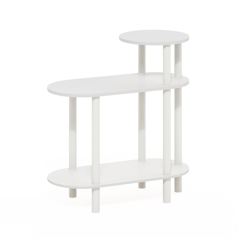 Furinno TURN-N-TUBE 3-Tier Oval Sofa Open Shelf Narrow Nightstand White