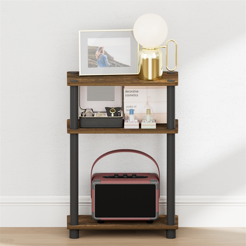 Furinno TURN-N-TUBE 3-Tier Rectangular Narrow Nightstand Amber Pine