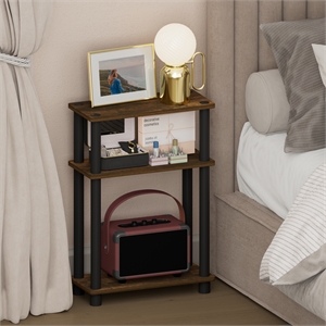 Furinno TURN-N-TUBE 3-Tier Rectangular Narrow Nightstand Amber Pine