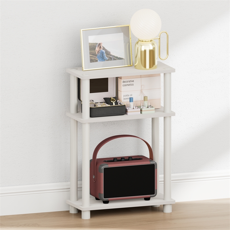 Furinno TURN-N-TUBE 3-Tier Rectangular Narrow Nightstand White