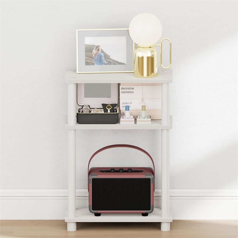Furinno TURN-N-TUBE 3-Tier Rectangular Narrow Nightstand White