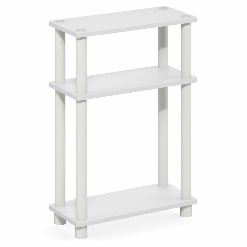 Furinno TURN-N-TUBE 3-Tier Rectangular Narrow Nightstand White