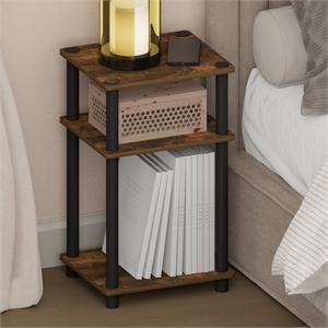 Furinno JUST 3-Tier TURN-N-TUBE Toolless Nightstand Amber Pine