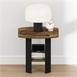 Furinno TIDUR 2-Tier Round Corner Nightstand with Storage Shelf Amber Pine