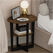 Furinno TIDUR 2-Tier Oval Round Edge Nightstand Columbia Walnut