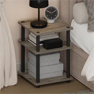 Furinno TURN-N-TUBE 3-Tier Open Shelves Nightstand Side Table French Oak