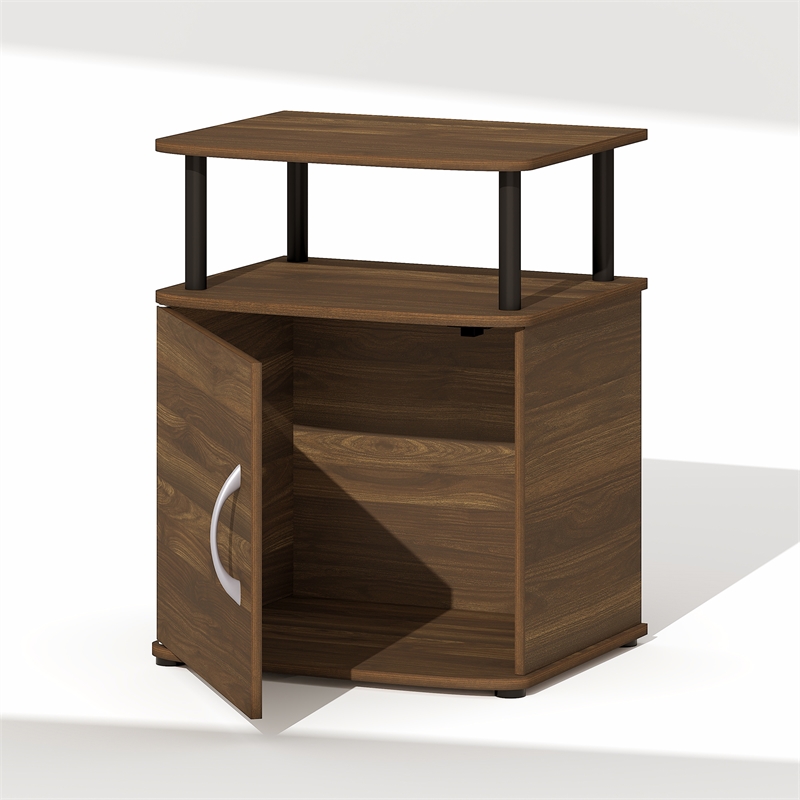 Furinno JAYA Open Shelf Nightstand Door Cabinet with Round Corner Amber Pine