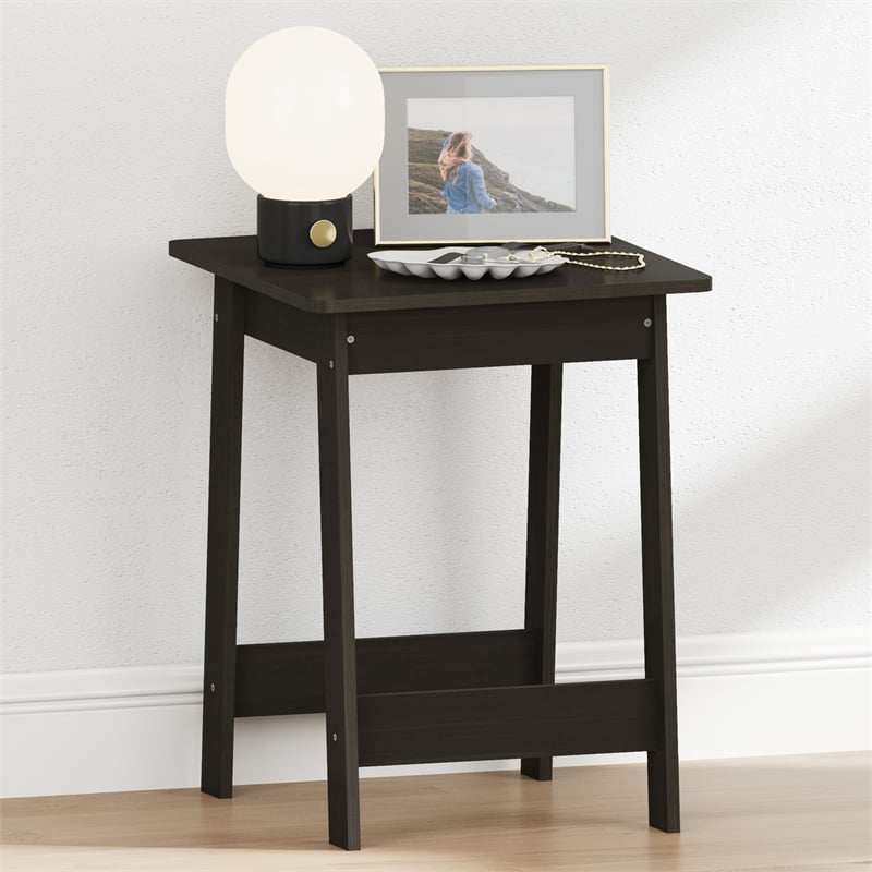 Furinno BEGINNING Square H-Legs Nightstand Easy Assembly Espresso