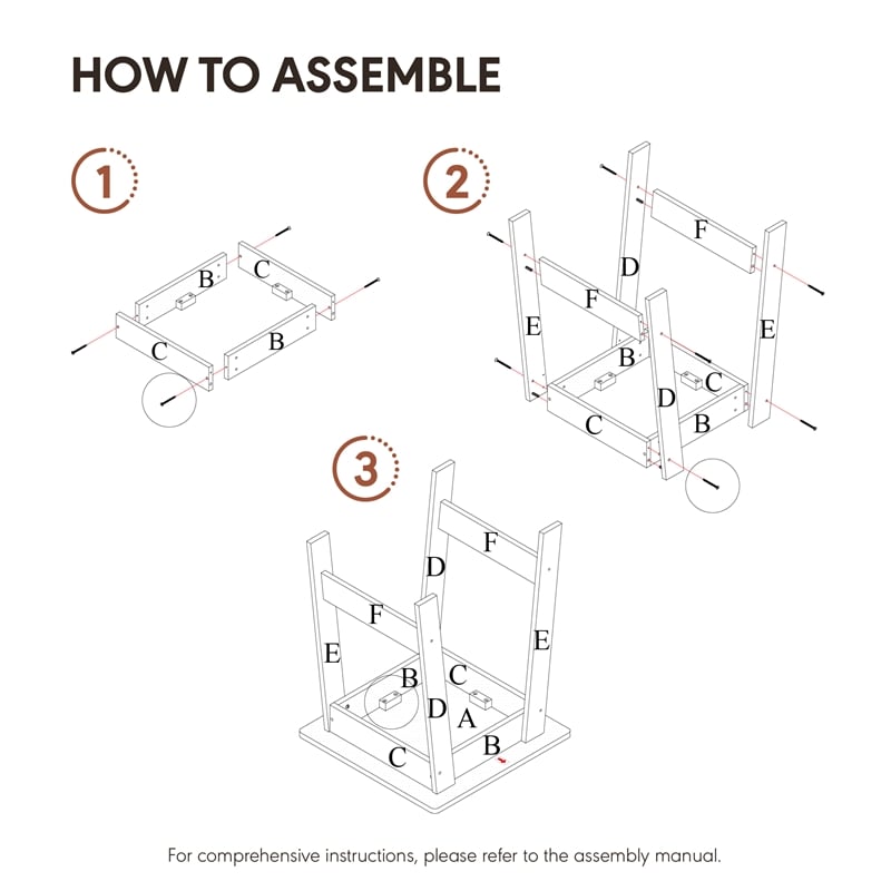 Furinno BEGINNING Square H-Legs Nightstand Easy Assembly Espresso