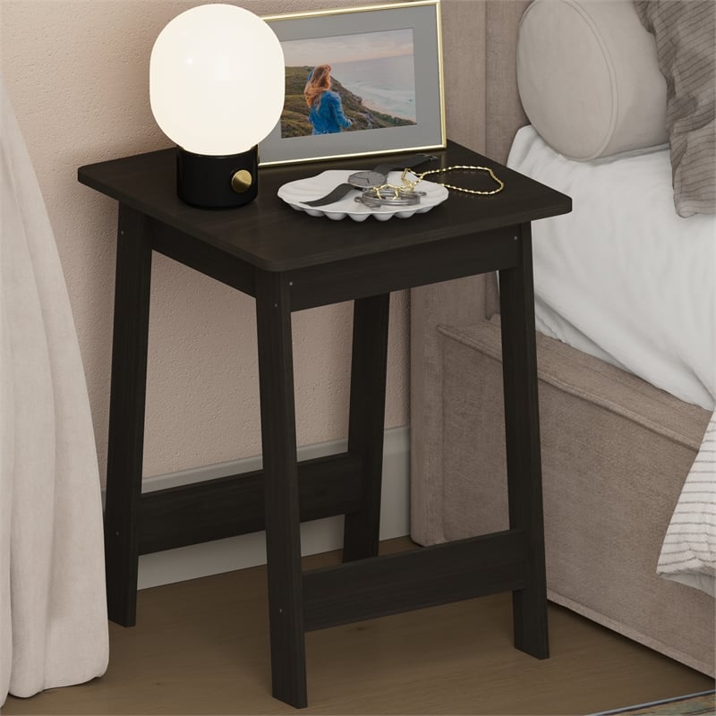 Furinno BEGINNING Square H-Legs Nightstand Easy Assembly Espresso