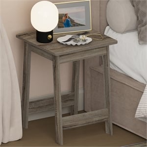 Furinno BEGINNING Square H-Legs Nightstand Easy Assembly French Oak