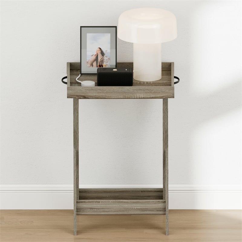 Furinno CLASSIC Square X-Legs Nightstand Removable Tray Top End Table French Oak