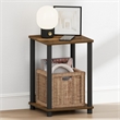 Furinno TURN-N-TUBE 2-Tier Open Shelf Toolless Square Nightstand Amber Pine