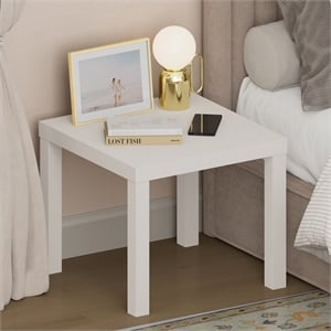 Furinno CLASSIC 1.8&quot Thick Tabletop Thick Frame 4-leg Square Nightstand White