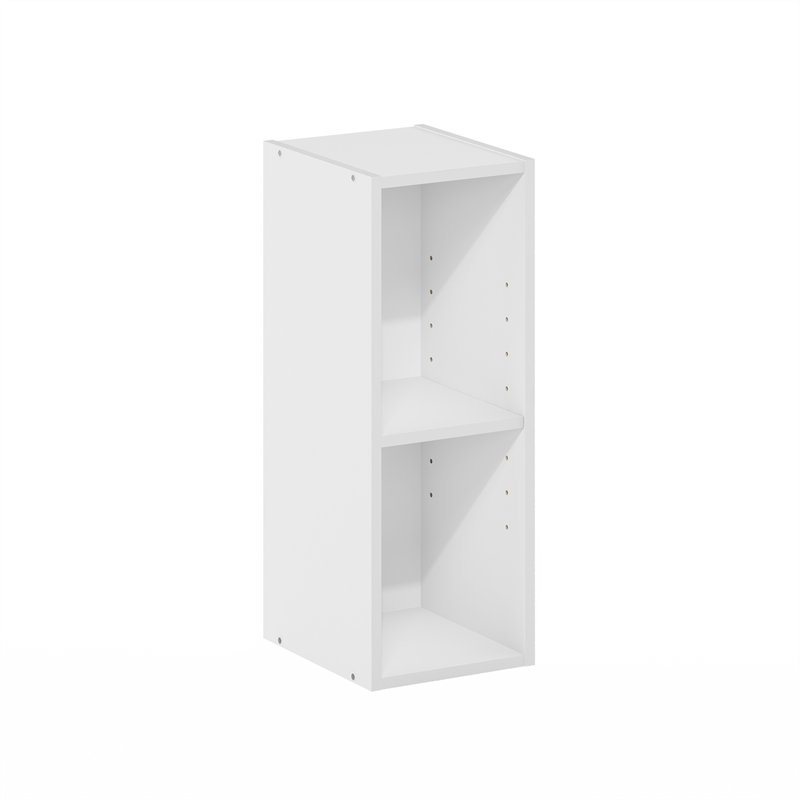 Furinno FULDA 2-Tier 8-In Width Narrow Bookcase 9.3 x 7.9 x 21.2 White