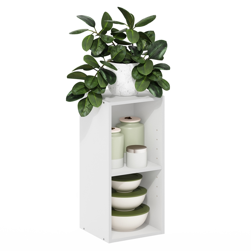 Furinno FULDA 2-Tier Narrow 10-In Width Bookcase 9.3 x 9.8 x 21.2 White