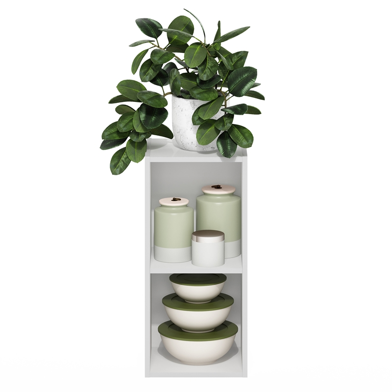 Furinno FULDA 2-Tier Narrow 10-In Width Bookcase 9.3 x 9.8 x 21.2 White
