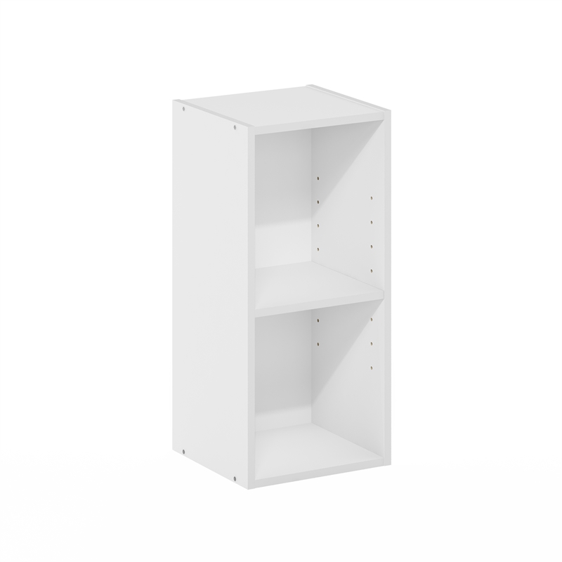 Furinno FULDA 2-Tier Narrow 10-In Width Bookcase 9.3 x 9.8 x 21.2 White