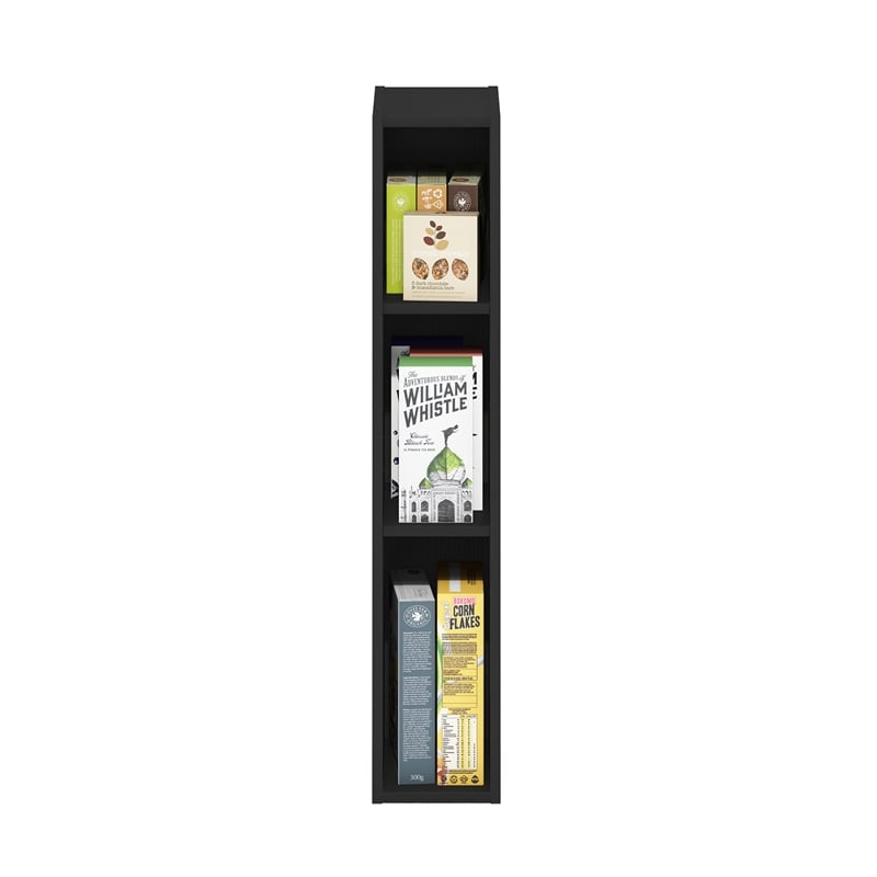 Furinno FULDA 3-Tier Narrow 6-In Width Bookcase 9.3 x 5.9 x 31.5 Blackwood