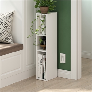 Furinno FULDA 3-Tier Narrow 6-In Width Bookcase 9.3 x 5.9 x 31.5 White