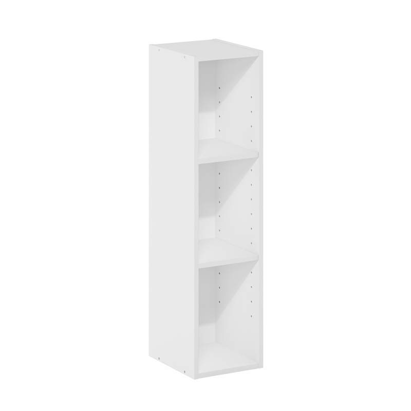 Furinno FULDA 3-Tier Narrow 8-In Width Bookcase 9.3 x 7.9 x 31.5 White