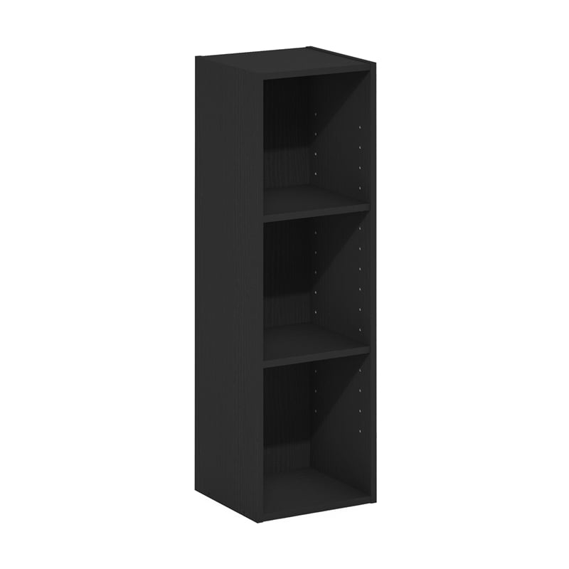 Furinno FULDA 3-Tier 10-In Width Narrow Bookcase 9.3 x 9.8 x 31.5 Blackwood