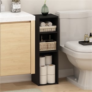 Furinno FULDA 3-Tier 10-In Width Narrow Bookcase 9.3 x 9.8 x 31.5 Blackwood