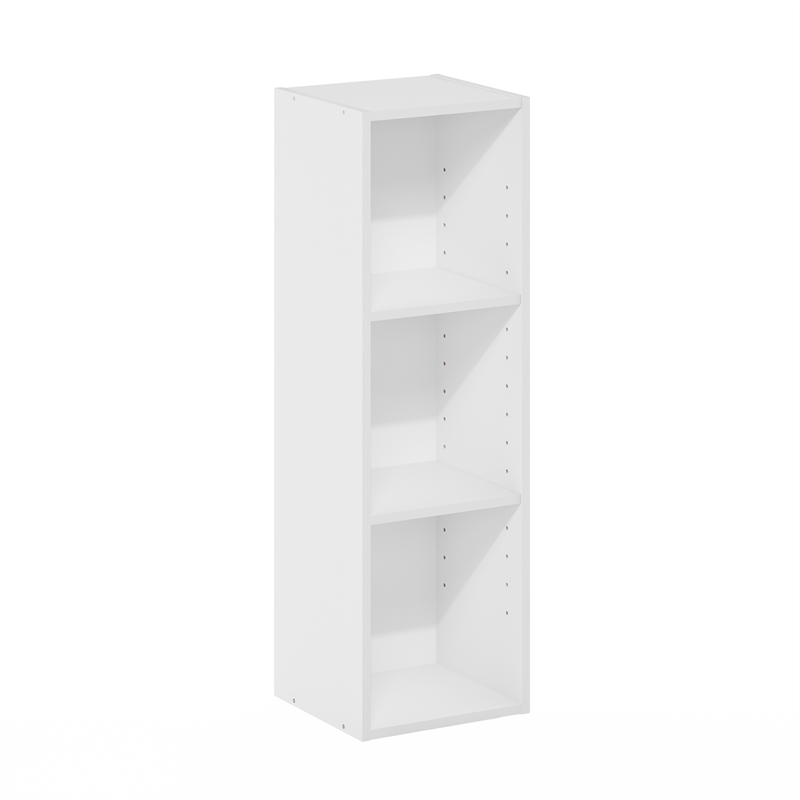 Furinno FULDA 3-Tier 10-In Width Narrow Bookcase 9.3 x 9.8 x 31.5 White