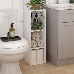 Furinno FULDA 3-Tier 10-In Width Narrow Bookcase 9.3 x 9.8 x 31.5 White