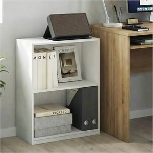 Furinno GRUEN 2-Tier Small Bookcase with Open Shelf 8.3 x 21.8 x 27 White