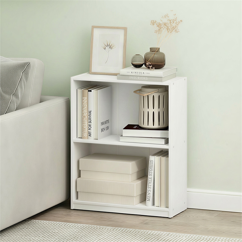 Furinno GRUEN 2-Tier Small Bookcase with Open Shelf 8.3 x 21.8 x 27 White