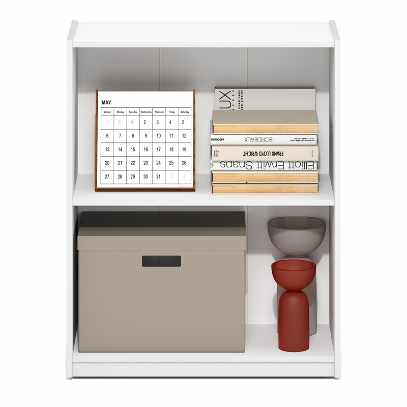Furinno GRUEN 2-Tier Small Bookcase with Open Shelf 8.3 x 21.8 x 27 White